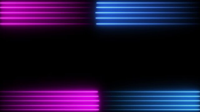 Pink and blue neon horizontal lines on black background abstract. Neon horizontal lines image photo. Professional neon horizontal lines for digital cyber grid and futuristic art.