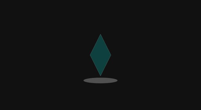 Minimalist diamond shape floating animation on dark background animation