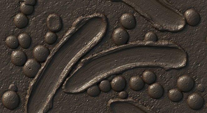 Close-up Macro View of Mud Texture with Swirls and Droplets.