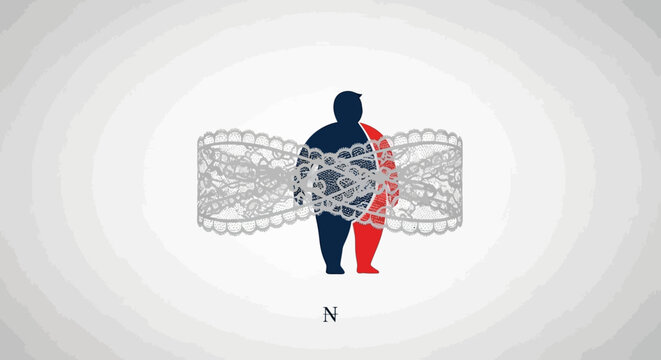 Silhouette of a person bound by constraints