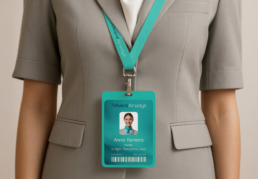 Professional Airline Staff Badge Mockup PSD 