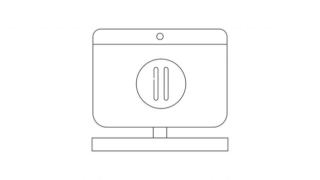 Computer Monitor with Pause Symbol Icon Outline.