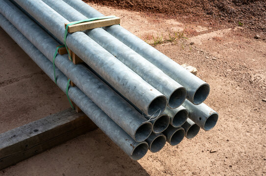 new metal pipes for a construction site