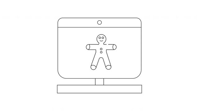 Computer screen displaying a gingerbread man icon outline.