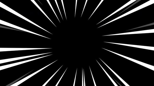 Abstract white anime speed lines motion on black background.
