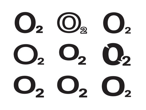 Vector illustration of oxygen molecule symbols in minimalist line art style
