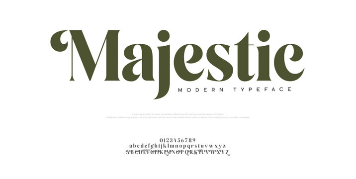 Majestic, Elegant alphabet letters font and number. Typography luxury classic lettering serif fonts decorative for logo wedding vintage retro concept. vector illustration