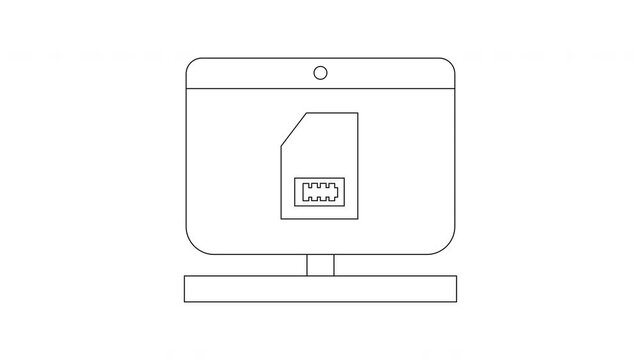 Computer screen displaying a SIM card icon with a slot.
