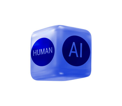 Glossy block with Human capability and AI text on a clean background. Concept vector illustration representing the synergy between human skills and artificial intelligence in the modern workplace
