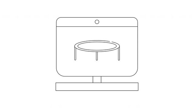 Computer screen displaying a trampoline icon outline.