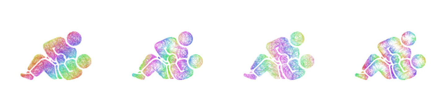 Rainbow color sketch grappling icon design set