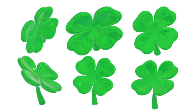 3D Four Leaf Clover Icon Collection
