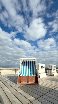 beach chairs on the beach in summer season