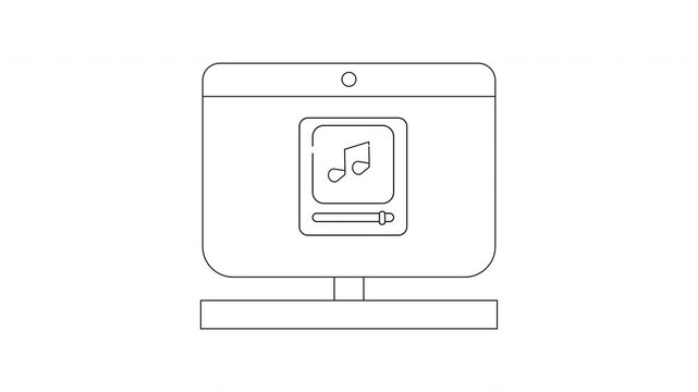 Computer screen displaying music player interface with musical note icon.