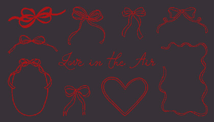 Cross inspired print set with floral lace, bows and hearts in vintage coquette style. Pixel mosaic with embroidery motifs. Perfect for textile, wallpaper, invitations, posters and decor. © anya