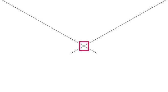 Minimalist geometric lines crossing with red square center animation