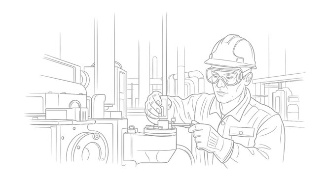 Man in hard hat working industrially.
