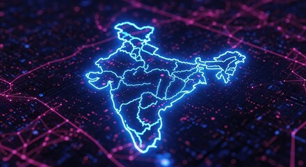 Independence day india digital map futuristic india outline with network connections
