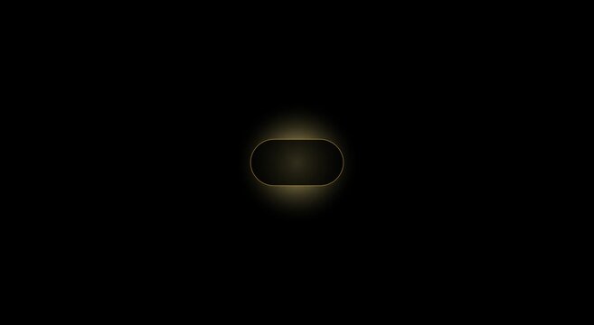 Minimalist gold glowing capsule shape pulsing on dark animation background