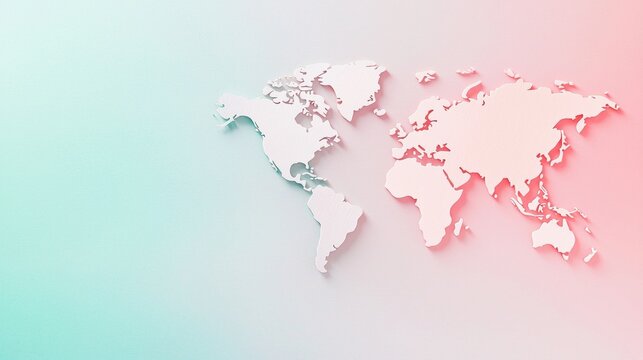 global World Map A flat world map graphic in soft pastel colors, ideal for illustrating global education or international relations.