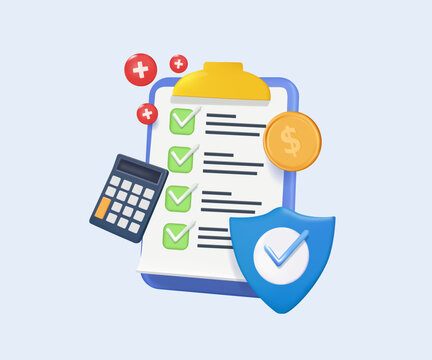 Understanding insurance policies and financial protection for your future, 3D vector illustration. Professional vector illustration for life, health, property and car insurance plans, risk management