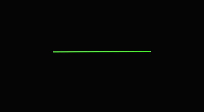 Minimalist green line animation moving diagonally on black animation