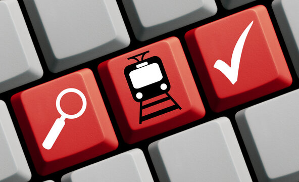 Online Stra&szlig;enbahn Zug suchen - Rote Tastatur