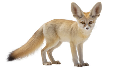 Obraz premium Fennec fox with large ears standing, isolated on transparent background