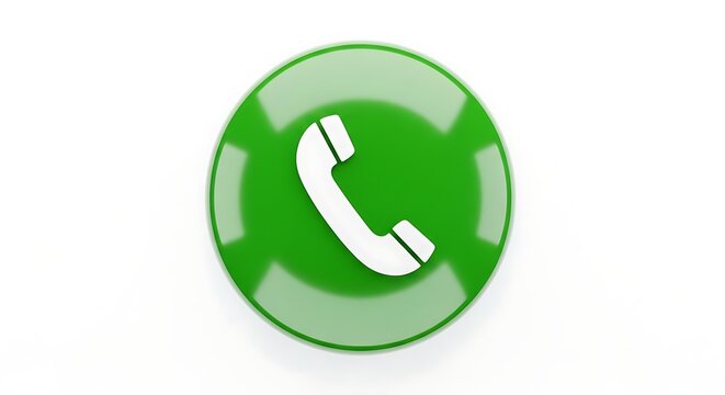 Green telephone call button icon for communication support with telephone