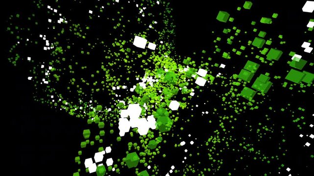 Seamless 4K VJ loop of Cyber-Block Hourglass. Medium X-Spin view of Spiral Corkscrew in Toxic Overdrive colors. Ideal for AI, cyber, and abstract tech backgrounds.