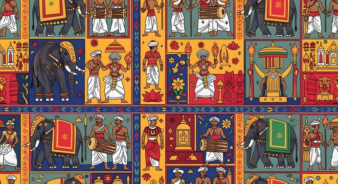 Traditional Sri Lankan Kandy Esala Perahera Cultural Procession Pattern