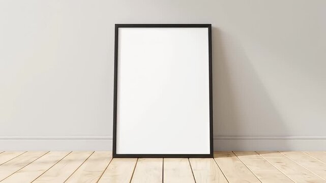 Blank Picture Frame on Wooden Floor.