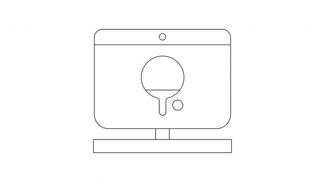 Ping Pong Game Displayed on Computer Screen Outline.