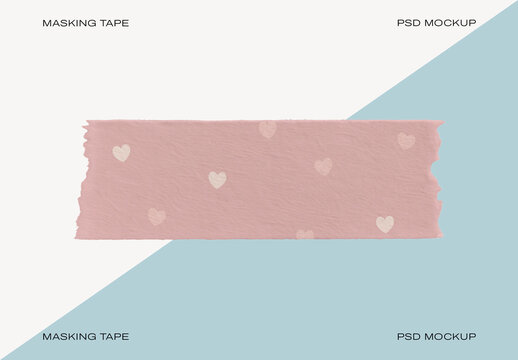 Heart Patterned Masking Tape Mockup PSD