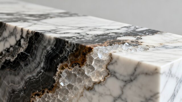 Marble table with crystal inlay
