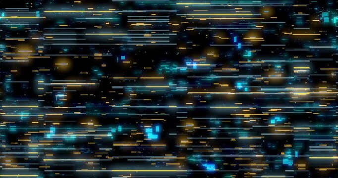 Bright blue and orange digital streaks flow across a futuristic cyber technology background.
