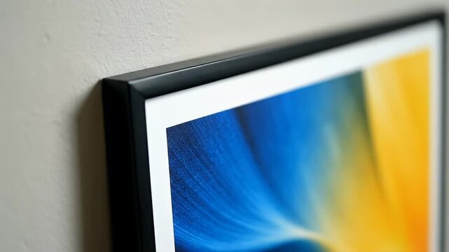 Close-up of framed abstract art.