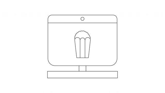 Simple Line Art of a Computer Monitor Displaying a Muffin Icon.