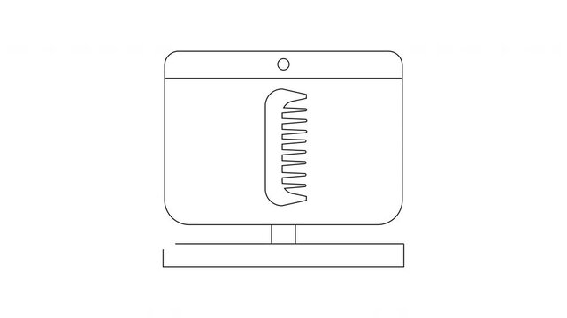 Simple Line Drawing of a Comb Inside a Rectangular Container.