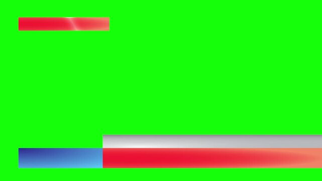 Lower third animation with unfolding panels on green screen. Clean modular design for titles and broadcast overlays.