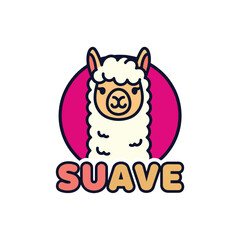 Obraz premium Cute Cartoon Llama Logo Mascot Design with Suave Text.