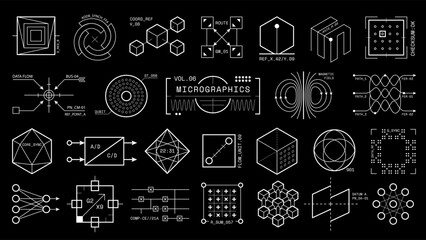 Fototapeta na wymiar Industrial micrographics blueprint technical engineering layout symbols