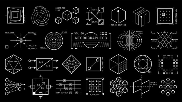 Industrial micrographics blueprint technical engineering layout symbols
