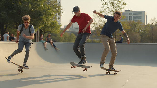 Teenagers skateboarding tricks at the park. Skate park sessions for teens. Best skateboarding tricks to learn. Skateboarding skills and practice tips.