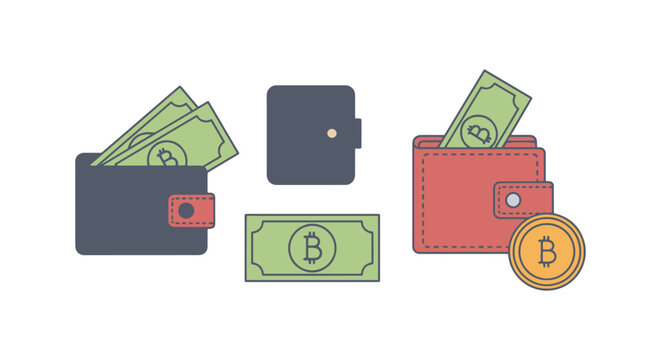 digital wallet Line art vector clean abstract colorful shapes