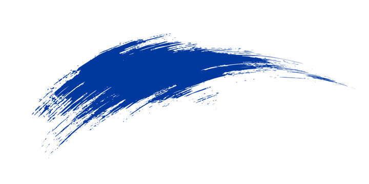 Hand painted stroke of blue paint brus on white background