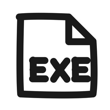 Hand-drawn sketchy icon of an executable EXE file in pen stroke style