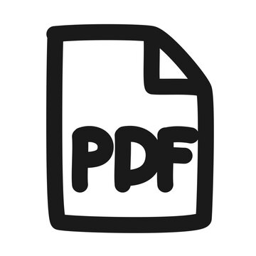 Hand-drawn sketchy icon of a PDF document file