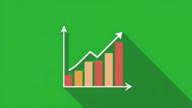 Visual representation of a bar chart and line graph showing upward trending financial growth and positive economic progress