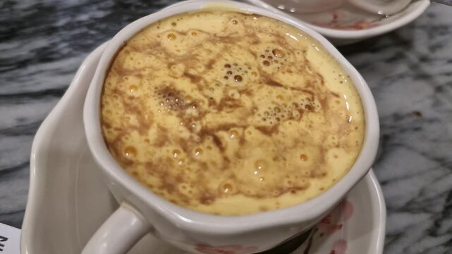 Coffee With Egg, Authentic Local Drink in Hanoi, Vietnam, Close Up